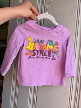 12m Sesame Street Long Sleeve Purple Tshirt Big Bird & Friends